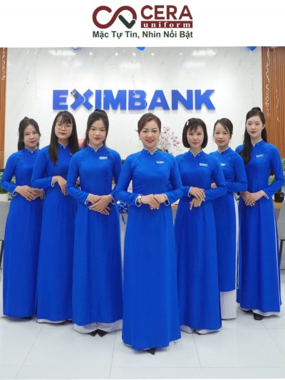 Ý nghĩa mẫu áo dài màu xanh dương ngân hàng EXIMBank thumb